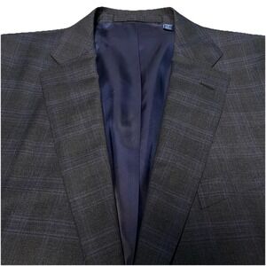 Faconnable Suit 2 Piece 58R (46R 39x26 Cuffed) Guabello Gray Blue Plaid 2B 2V